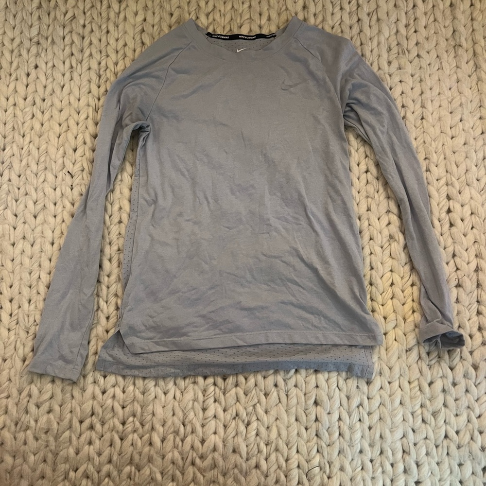 Nike DriFit Cotton Light Gray Long Running Shirt